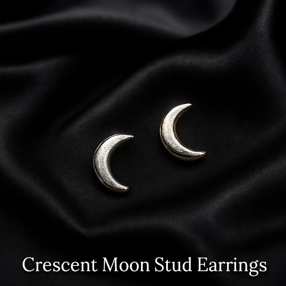 Silver Crescent Moon Stud Earrings – Minimalist Celestial Jewelry for Women